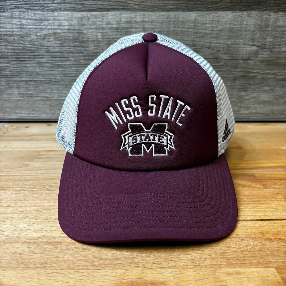 Mississippi State Bulldogs Hat‎ Cap Snapback Maroon Trucker Adidas Adjustable